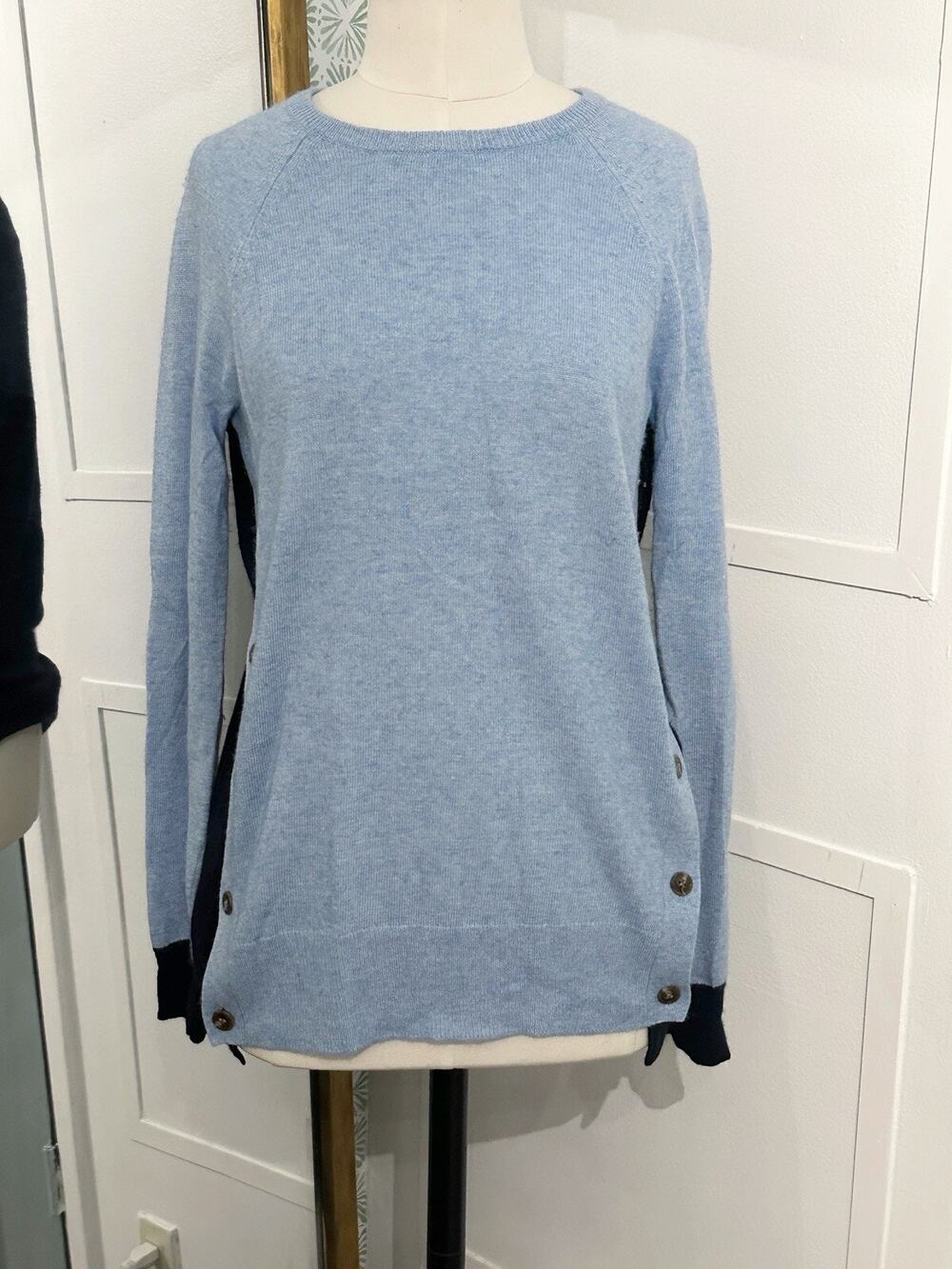 J.Crew Mohair Wool Blend Elbow Patch Asymmetrical Blue Sweater Womens XS